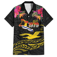 Kiribati Independence Day Personalised Family Matching Summer Maxi Dress and Hawaiian Shirt Gold Frigatebird with Polynesian Pattern