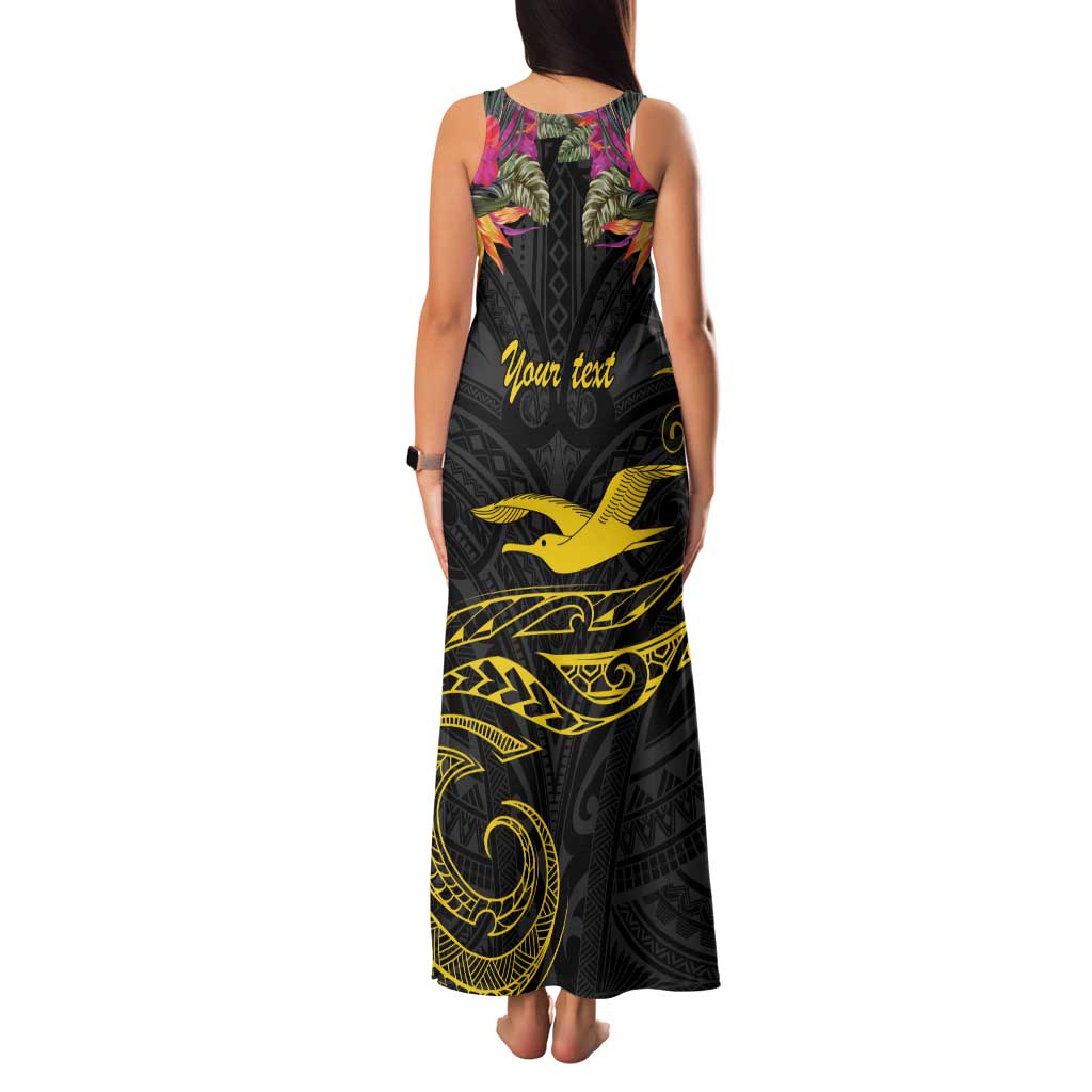 Kiribati Independence Day Personalised Family Matching Tank Maxi Dress and Hawaiian Shirt Gold Frigatebird with Polynesian Pattern LT9 - Polynesian Pride