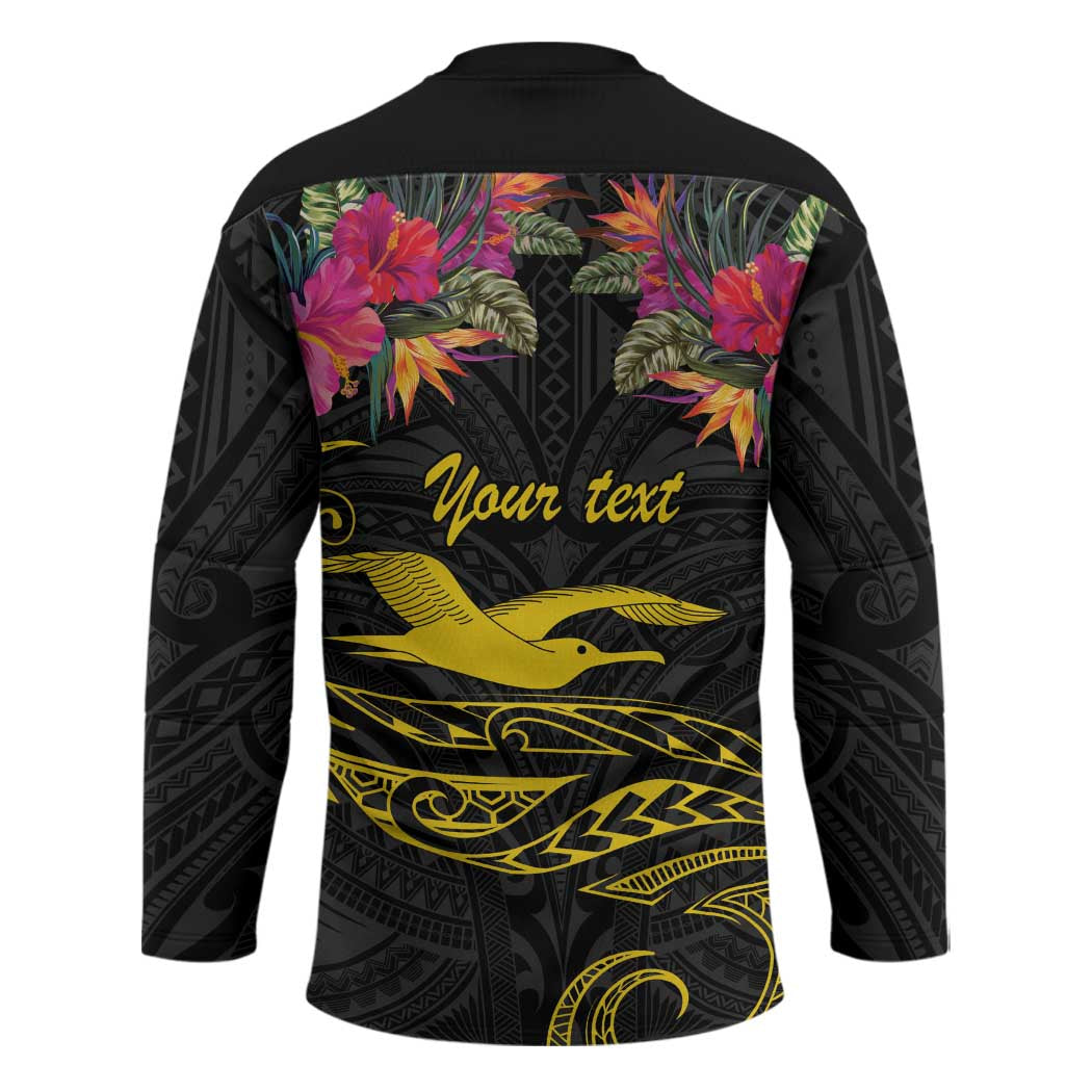 Kiribati Independence Day Personalised Hockey Jersey Gold Frigatebird with Polynesian Pattern - Polynesian Pride