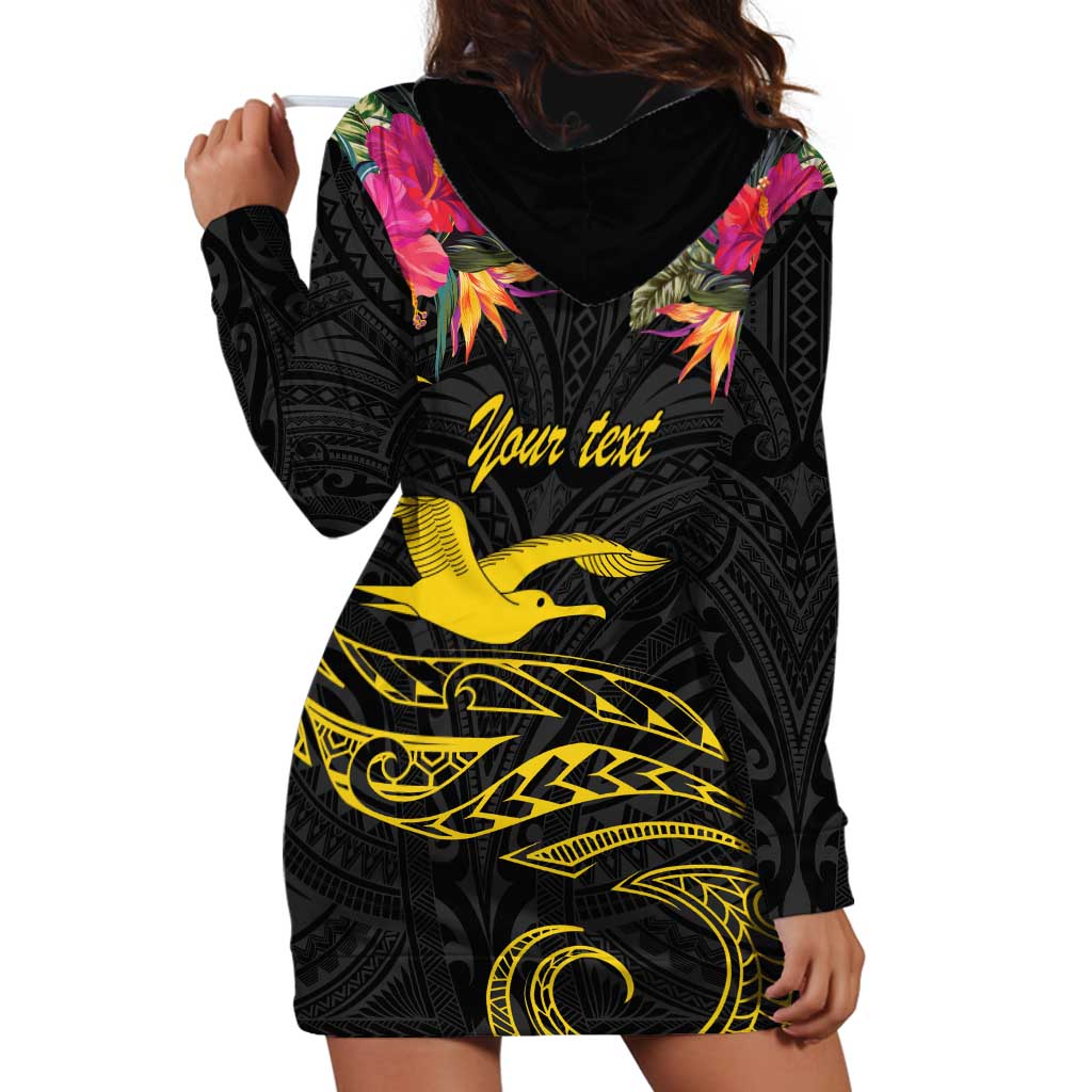 Kiribati Independence Day Personalised Hoodie Dress Gold Frigatebird with Polynesian Pattern LT9 - Polynesian Pride