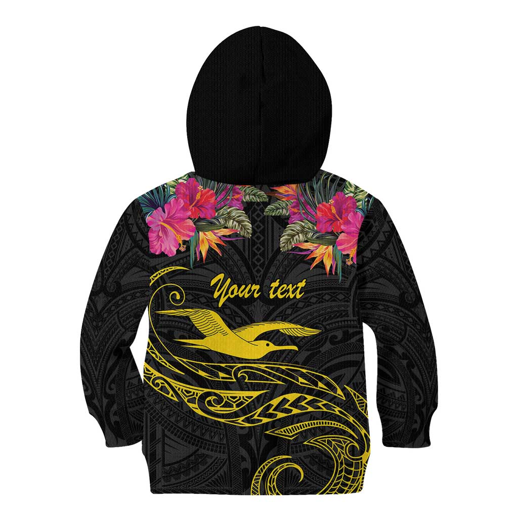Kiribati Independence Day Personalised Kid Hoodie Gold Frigatebird with Polynesian Pattern LT9 - Polynesian Pride