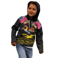Kiribati Independence Day Personalised Kid Hoodie Gold Frigatebird with Polynesian Pattern LT9 - Polynesian Pride