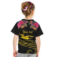 Kiribati Independence Day Personalised Kid T Shirt Gold Frigatebird with Polynesian Pattern LT9 - Polynesian Pride