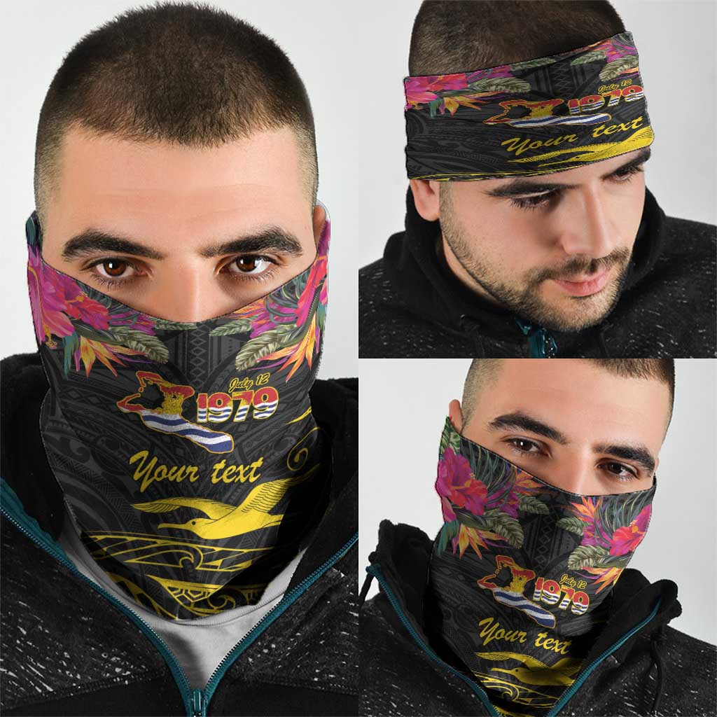 Kiribati Independence Day Personalised Neck Gaiter Gold Frigatebird with Polynesian Pattern - Polynesian Pride