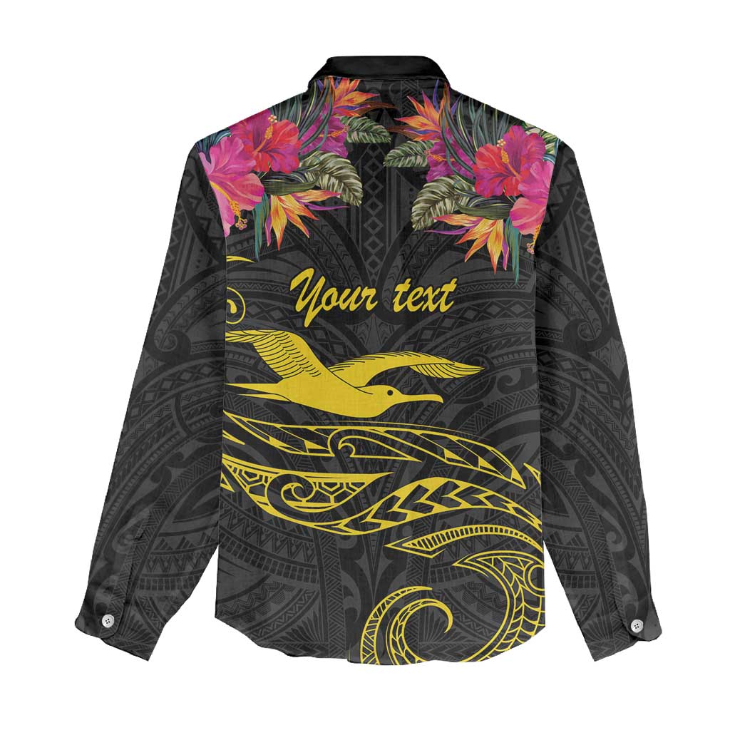 Kiribati Independence Day Personalised Women Casual Shirt Gold Frigatebird with Polynesian Pattern LT9 - Polynesian Pride