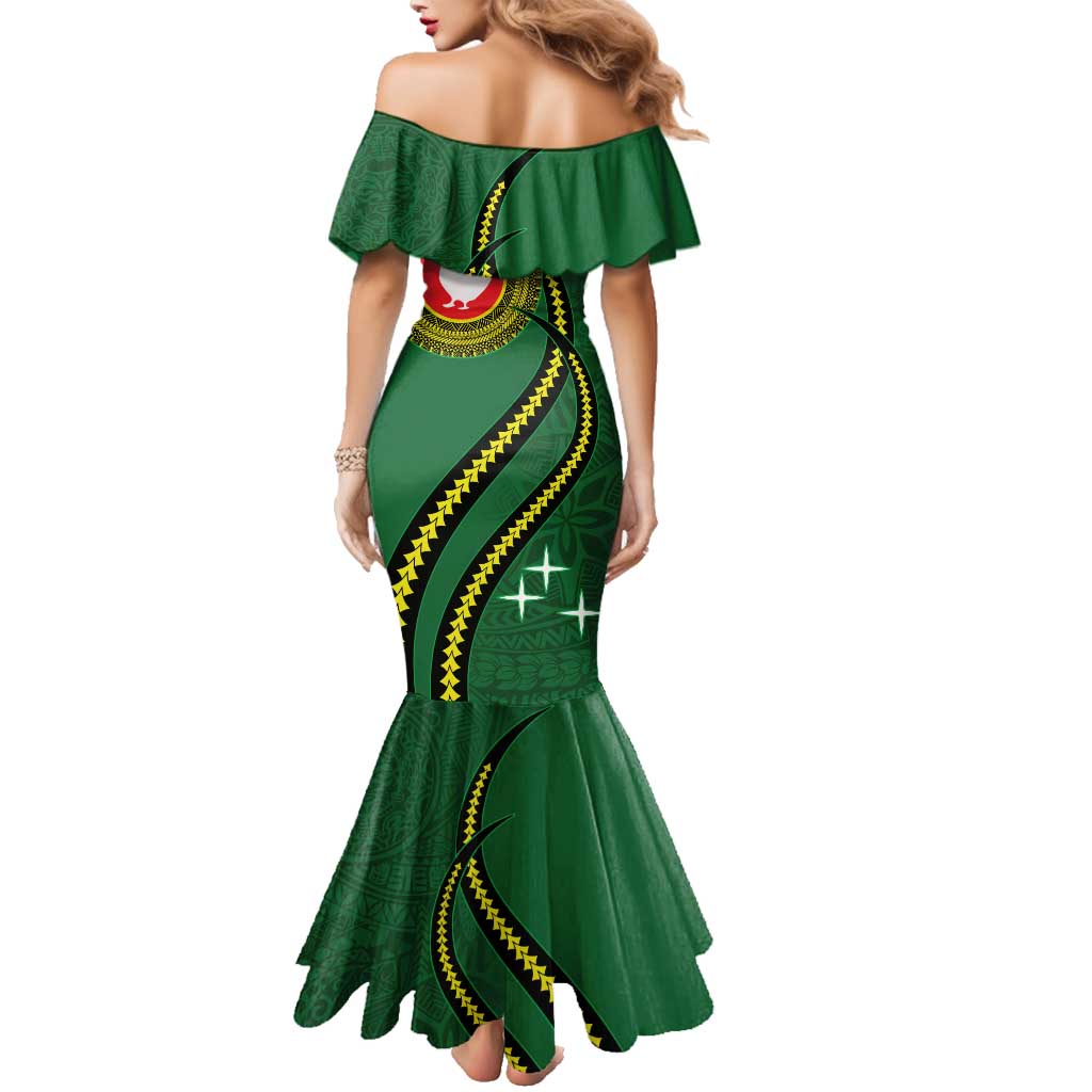 Manua Islands Polynesian Style Family Matching Mermaid Dress and Hawaiian Shirt