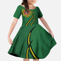 Manua Islands Polynesian Style Family Matching Off The Shoulder Long Sleeve Dress and Hawaiian Shirt