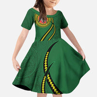 Manua Islands Polynesian Style Family Matching Off Shoulder Maxi Dress and Hawaiian Shirt