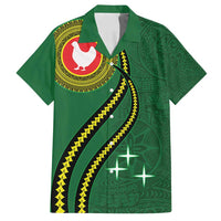 Manua Islands Polynesian Style Family Matching Off Shoulder Short Dress and Hawaiian Shirt