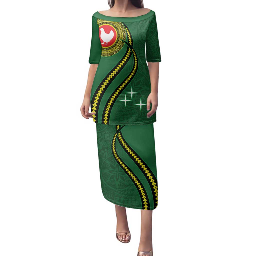 Manua Islands Polynesian Style Family Matching Puletasi and Hawaiian Shirt