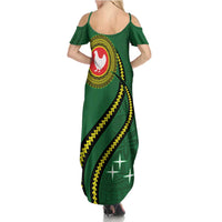 Manua Islands Polynesian Style Family Matching Summer Maxi Dress and Hawaiian Shirt