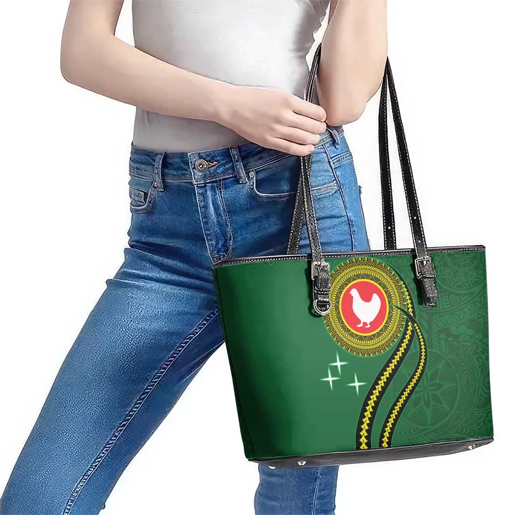 Manua Islands Polynesian Style Leather Tote Bag