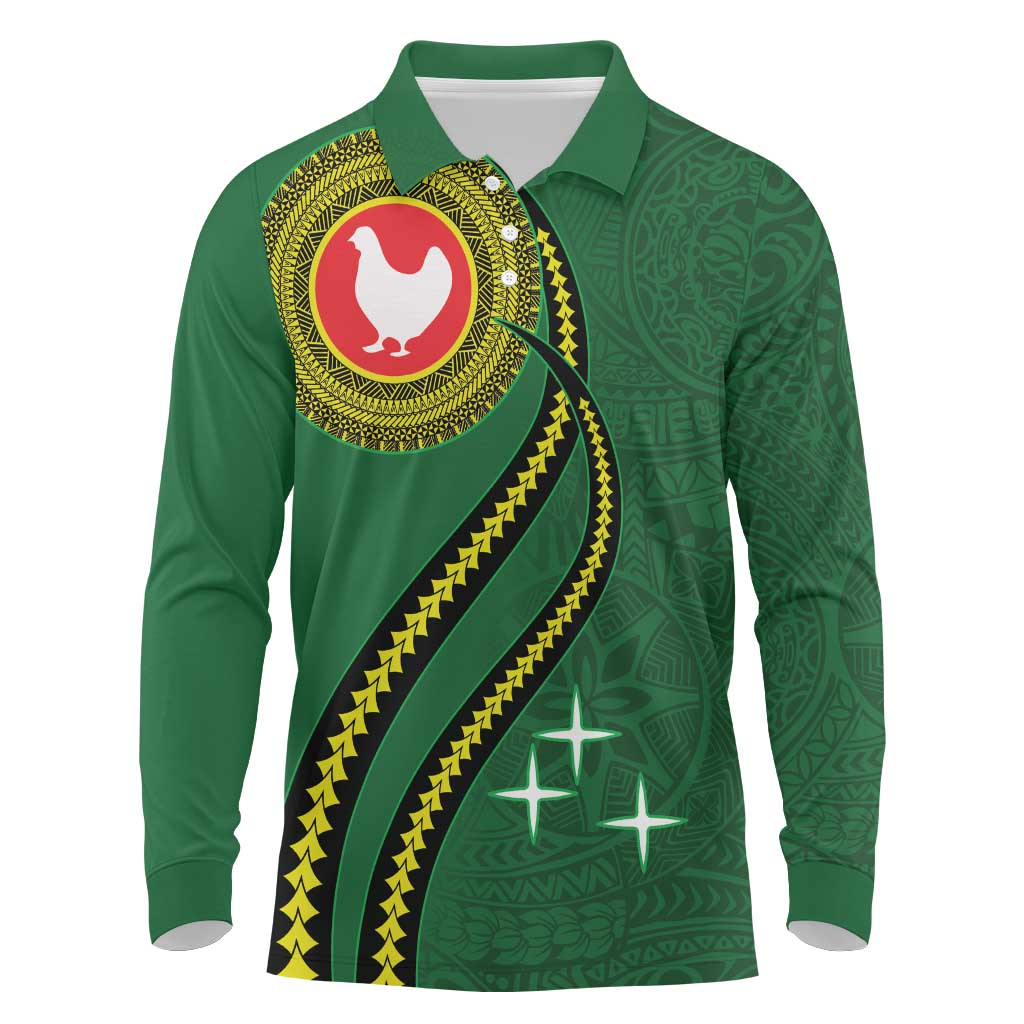 Manua Islands Polynesian Style Long Sleeve Polo Shirt