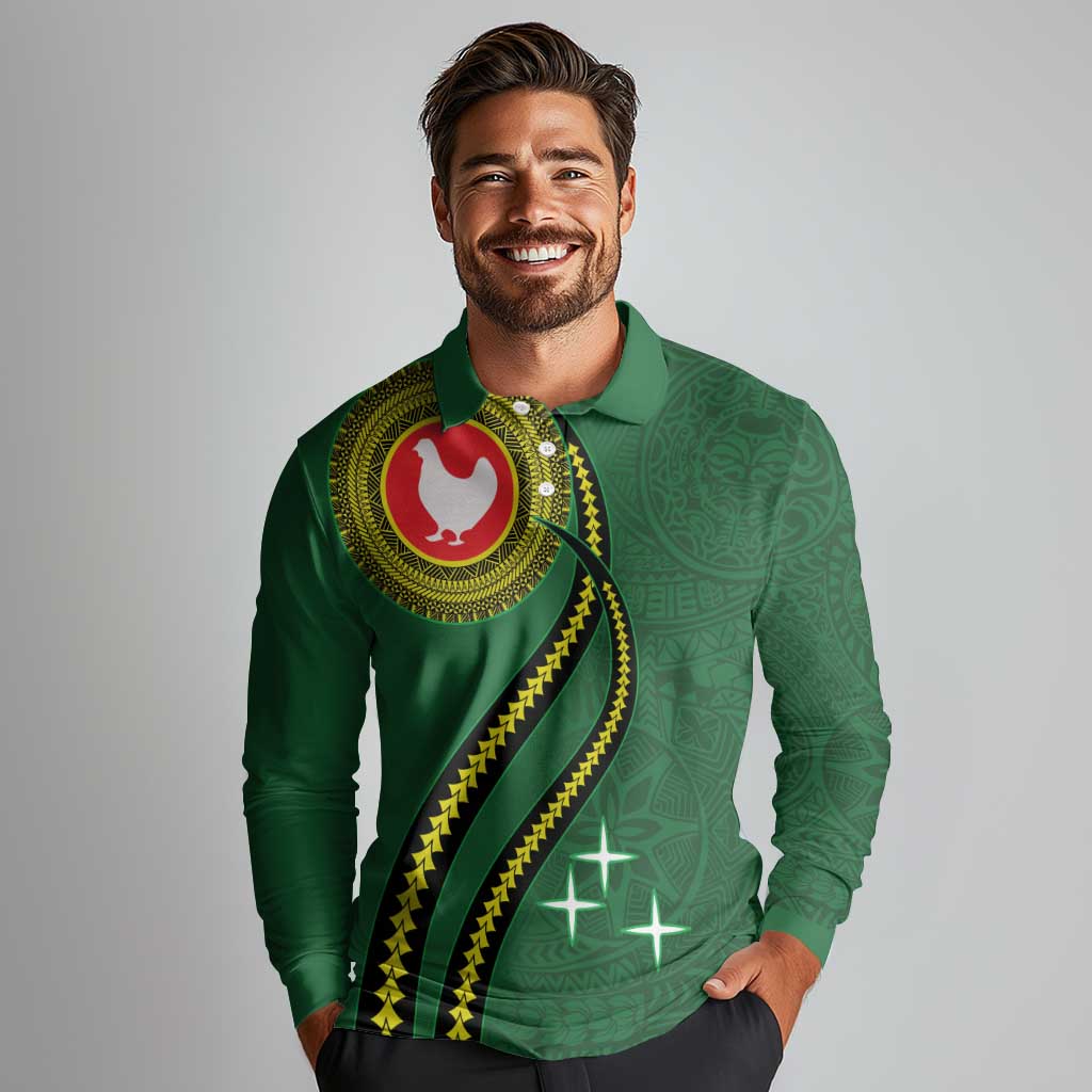 Manua Islands Polynesian Style Long Sleeve Polo Shirt