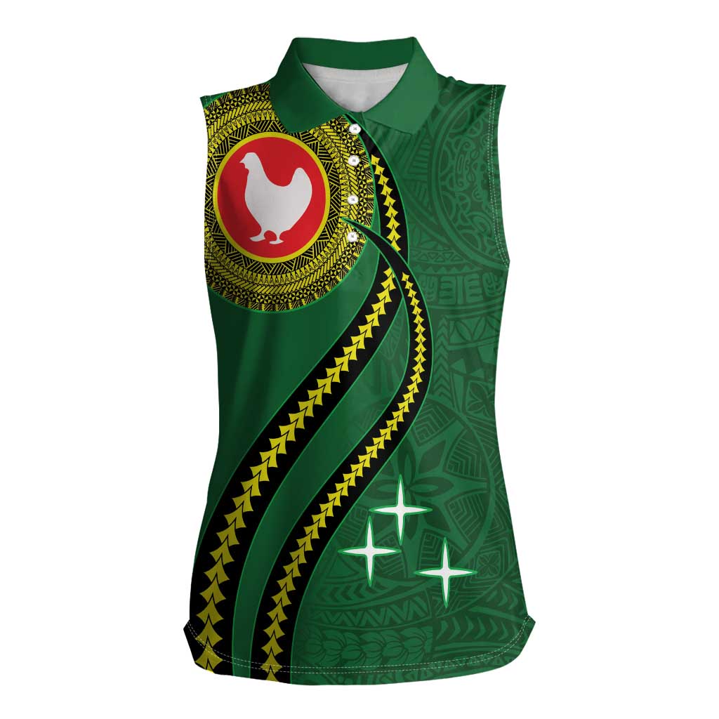 Manua Islands Polynesian Style Women Sleeveless Polo Shirt