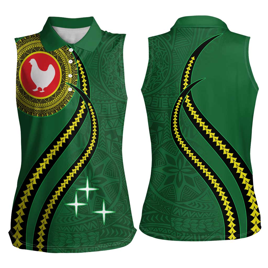 Manua Islands Polynesian Style Women Sleeveless Polo Shirt