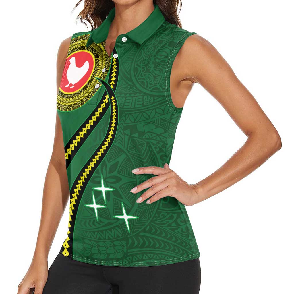 Manua Islands Polynesian Style Women Sleeveless Polo Shirt