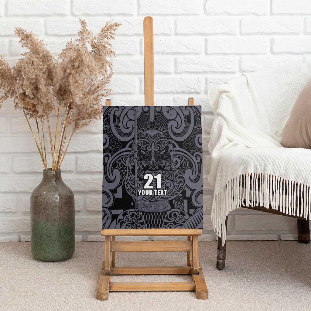 Custom New Zealand Taiaha Maori Canvas Wall Art Minimalist Silver Fern All Black - Polynesian Pride