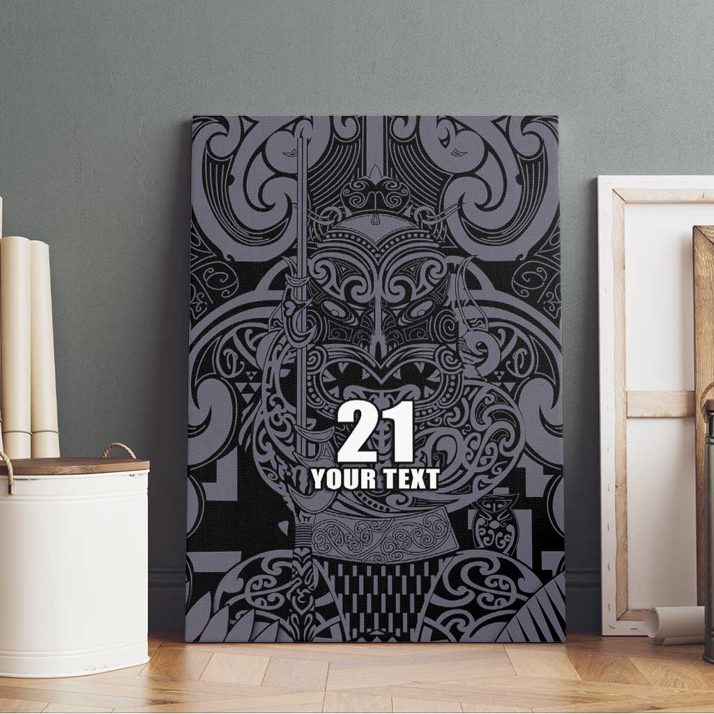 Custom New Zealand Taiaha Maori Canvas Wall Art Minimalist Silver Fern All Black - Polynesian Pride