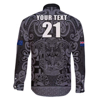 Custom New Zealand Taiaha Maori Family Matching Long Sleeve Bodycon Dress and Hawaiian Shirt Minimalist Silver Fern All Black LT9 - Polynesian Pride