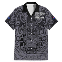 Custom New Zealand Taiaha Maori Family Matching Mermaid Dress and Hawaiian Shirt Minimalist Silver Fern All Black LT9 Dad's Shirt - Short Sleeve Black - Polynesian Pride