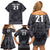 Custom New Zealand Taiaha Maori Family Matching Off Shoulder Short Dress and Hawaiian Shirt Minimalist Silver Fern All Black - Polynesian Pride