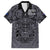 Custom New Zealand Taiaha Maori Family Matching Off Shoulder Short Dress and Hawaiian Shirt Minimalist Silver Fern All Black - Polynesian Pride