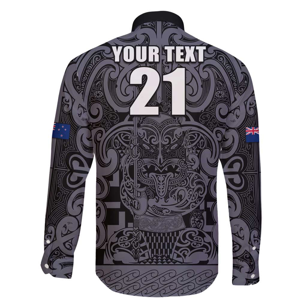 Custom New Zealand Taiaha Maori Family Matching Off Shoulder Short Dress and Hawaiian Shirt Minimalist Silver Fern All Black LT9 - Polynesian Pride