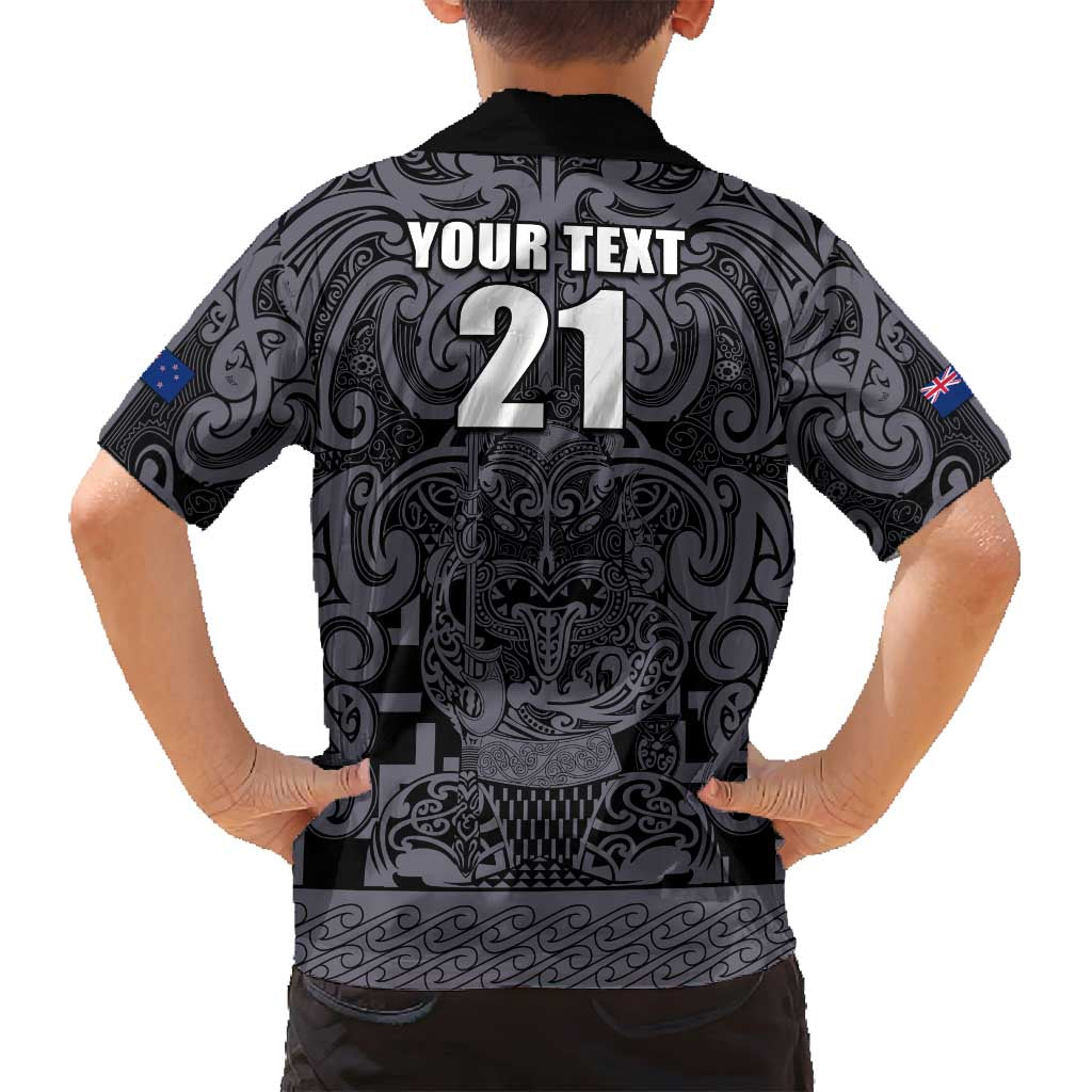 Custom New Zealand Taiaha Maori Family Matching Puletasi and Hawaiian Shirt Minimalist Silver Fern All Black - Polynesian Pride