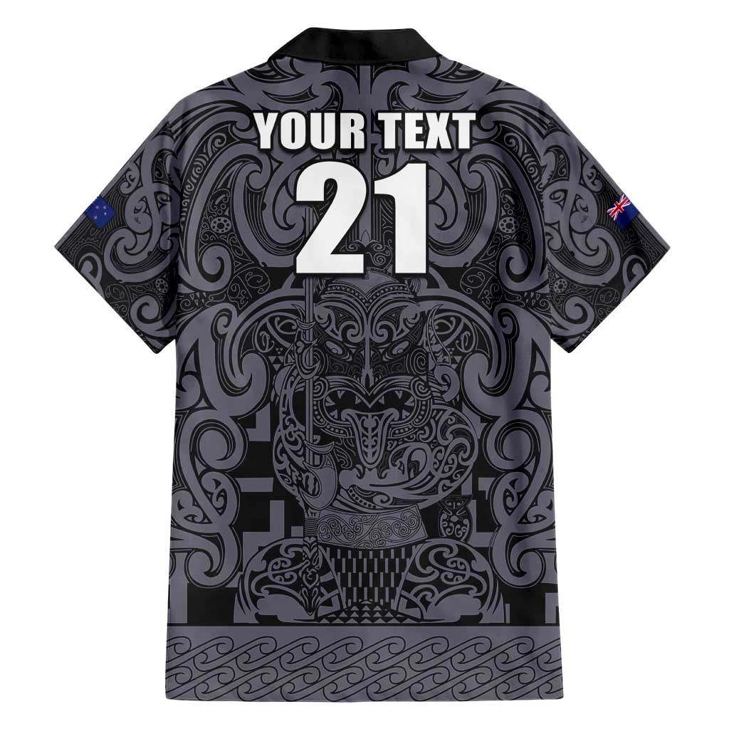 Custom New Zealand Taiaha Maori Family Matching Short Sleeve Bodycon Dress and Hawaiian Shirt Minimalist Silver Fern All Black LT9 - Polynesian Pride