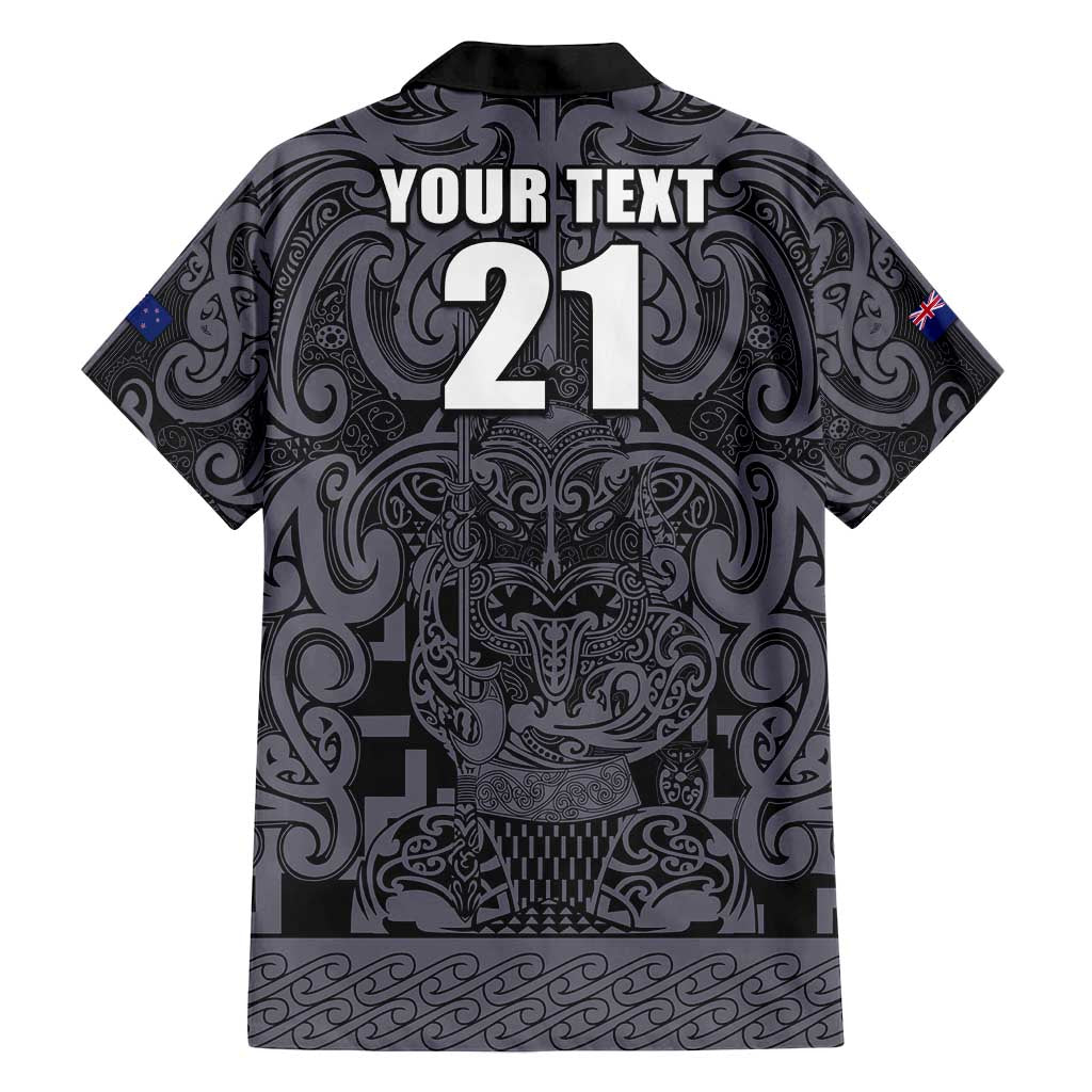 Custom New Zealand Taiaha Maori Family Matching Summer Maxi Dress and Hawaiian Shirt Minimalist Silver Fern All Black LT9 - Polynesian Pride