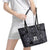 Custom New Zealand Taiaha Maori Leather Tote Bag Minimalist Silver Fern All Black - Polynesian Pride