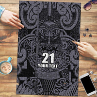 Custom New Zealand Taiaha Maori Puzzle Minimalist Silver Fern All Black - Polynesian Pride