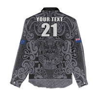 Custom New Zealand Taiaha Maori Women Casual Shirt Minimalist Silver Fern All Black LT9 - Polynesian Pride