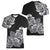 Polynesian Women V Neck T Shirt Pacific Flower Mix Floral Tribal Tattoo Black Vibe LT9 - Polynesian Pride