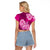 Polynesian Raglan Cropped T Shirt Pacific Flower Mix Floral Tribal Tattoo Pink Vibe LT9 - Polynesian Pride