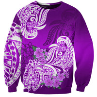 Polynesian Sweatshirt Pacific Flower Mix Floral Tribal Tattoo Purple Vibe LT9 Unisex Purple - Polynesian Pride