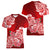 Polynesian Women V Neck T Shirt Pacific Flower Mix Floral Tribal Tattoo Red Vibe LT9 - Polynesian Pride