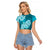 Polynesian Raglan Cropped T Shirt Pacific Flower Mix Floral Tribal Tattoo Aqua Vibe LT9 Female Aqua - Polynesian Pride