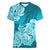 Polynesian Women V Neck T Shirt Pacific Flower Mix Floral Tribal Tattoo Aqua Vibe LT9 Female Aqua - Polynesian Pride