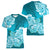 Polynesian Women V Neck T Shirt Pacific Flower Mix Floral Tribal Tattoo Aqua Vibe LT9 - Polynesian Pride