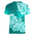 Polynesian Women V Neck T Shirt Pacific Flower Mix Floral Tribal Tattoo Turquoise Vibe LT9 - Polynesian Pride