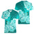 Polynesian Women V Neck T Shirt Pacific Flower Mix Floral Tribal Tattoo Turquoise Vibe LT9 - Polynesian Pride