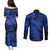 Aloha Hawaii Couples Matching Puletasi Dress and Long Sleeve Button Shirts Hammerhead Shark Tattoo Polynesian Summer - Blue LT9 - Polynesian Pride