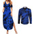 Aloha Hawaii Couples Matching Summer Maxi Dress and Long Sleeve Button Shirts Hammerhead Shark Tattoo Polynesian Summer - Blue LT9 Blue - Polynesian Pride