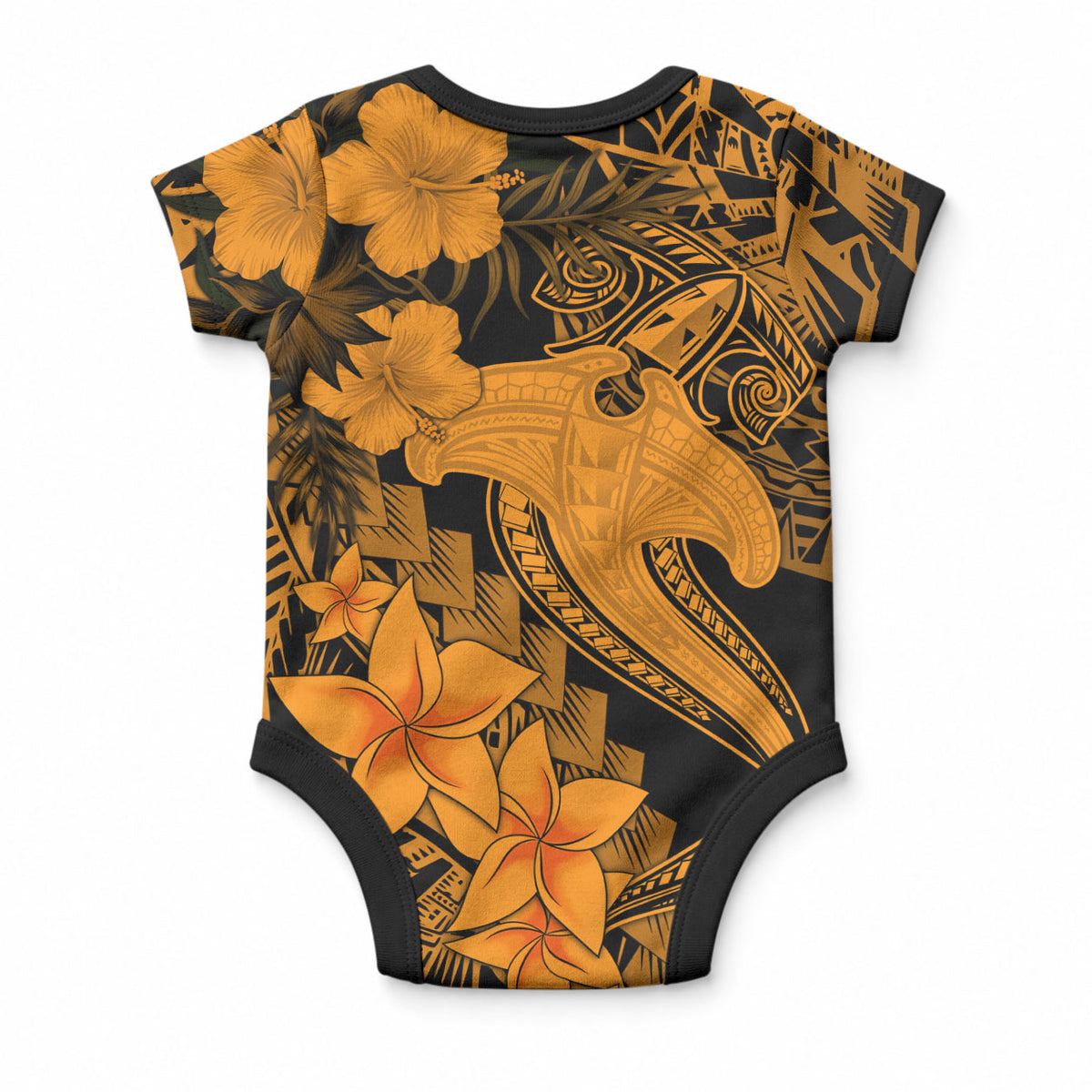 Aloha Hawaii Baby Onesie Hammerhead Shark Tattoo Polynesian Summer - Gold LT9 - Polynesian Pride