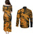 Aloha Hawaii Couples Matching Puletasi Dress and Long Sleeve Button Shirts Hammerhead Shark Tattoo Polynesian Summer - Gold LT9 - Polynesian Pride