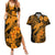 Aloha Hawaii Couples Matching Summer Maxi Dress and Hawaiian Shirt Hammerhead Shark Tattoo Polynesian Summer - Gold LT9 Gold - Polynesian Pride