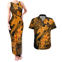 Aloha Hawaii Couples Matching Tank Maxi Dress And Hawaiian Shirt Hammerhead Shark Tattoo Polynesian Summer - Gold LT9 Gold - Polynesian Pride
