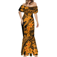 Aloha Hawaii Mermaid Dress Hammerhead Shark Tattoo Polynesian Summer - Gold LT9 - Polynesian Pride